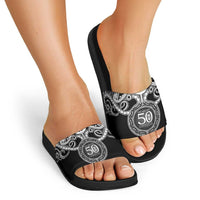 Kia Kaha Te Reo Maori New Zealand Slide Sandals 50th Anniversary Ake Ake Ake - Polynesian Pride