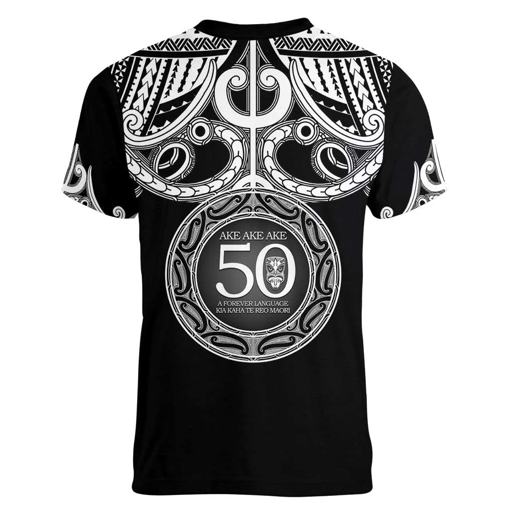 Kia Kaha Te Reo Maori New Zealand Women V-Neck T-Shirt 50th Anniversary Ake Ake Ake LT14 - Polynesian Pride