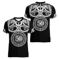 Kia Kaha Te Reo Maori New Zealand Women V-Neck T-Shirt 50th Anniversary Ake Ake Ake LT14 - Polynesian Pride