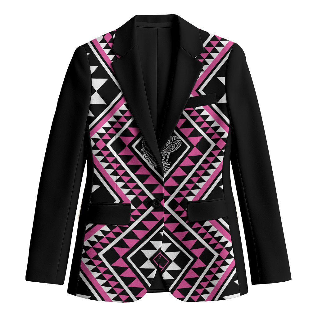New Zealand Mawhero Taniko Motifs Blazer Maori Poi Dance Costume Inspired LT14 Unisex Pink - Polynesian Pride