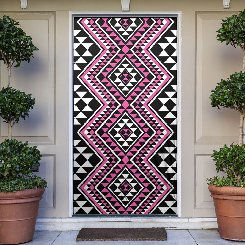 New Zealand Mawhero Taniko Motifs Door Cover Maori Poi Dance Costume Inspired LT14 Pink - Polynesian Pride