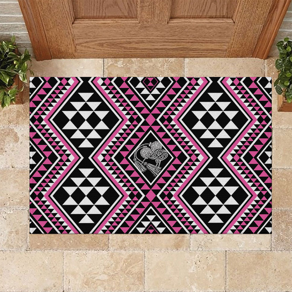 New Zealand Mawhero Taniko Motifs Rubber Doormat Maori Poi Dance Costume Inspired LT14 Pink - Polynesian Pride