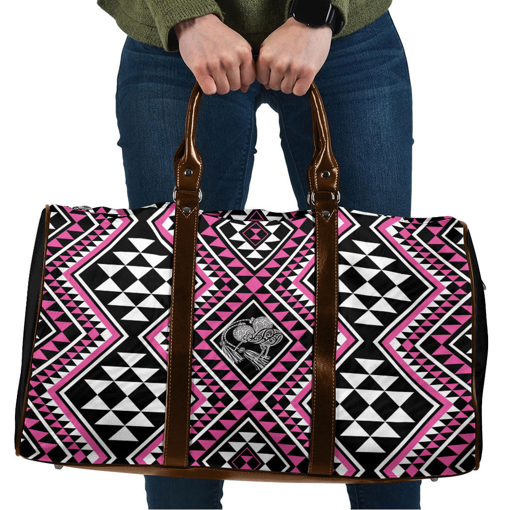 New Zealand Mawhero Taniko Motifs Travel Bag Maori Poi Dance Costume Inspired LT14 Pink - Polynesian Pride