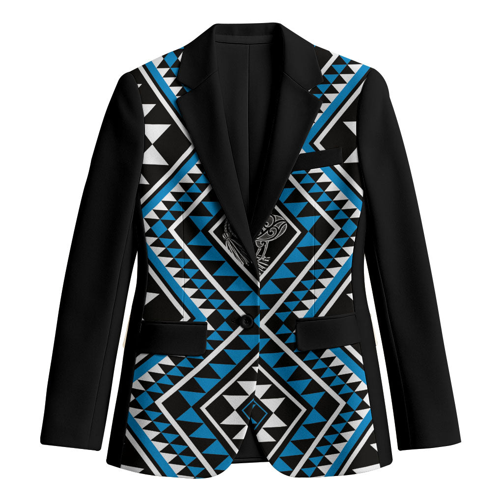 New Zealand Kikorangi Taniko Motifs Blazer Maori Poi Dance Costume Inspired LT14 Unisex Blue - Polynesian Pride