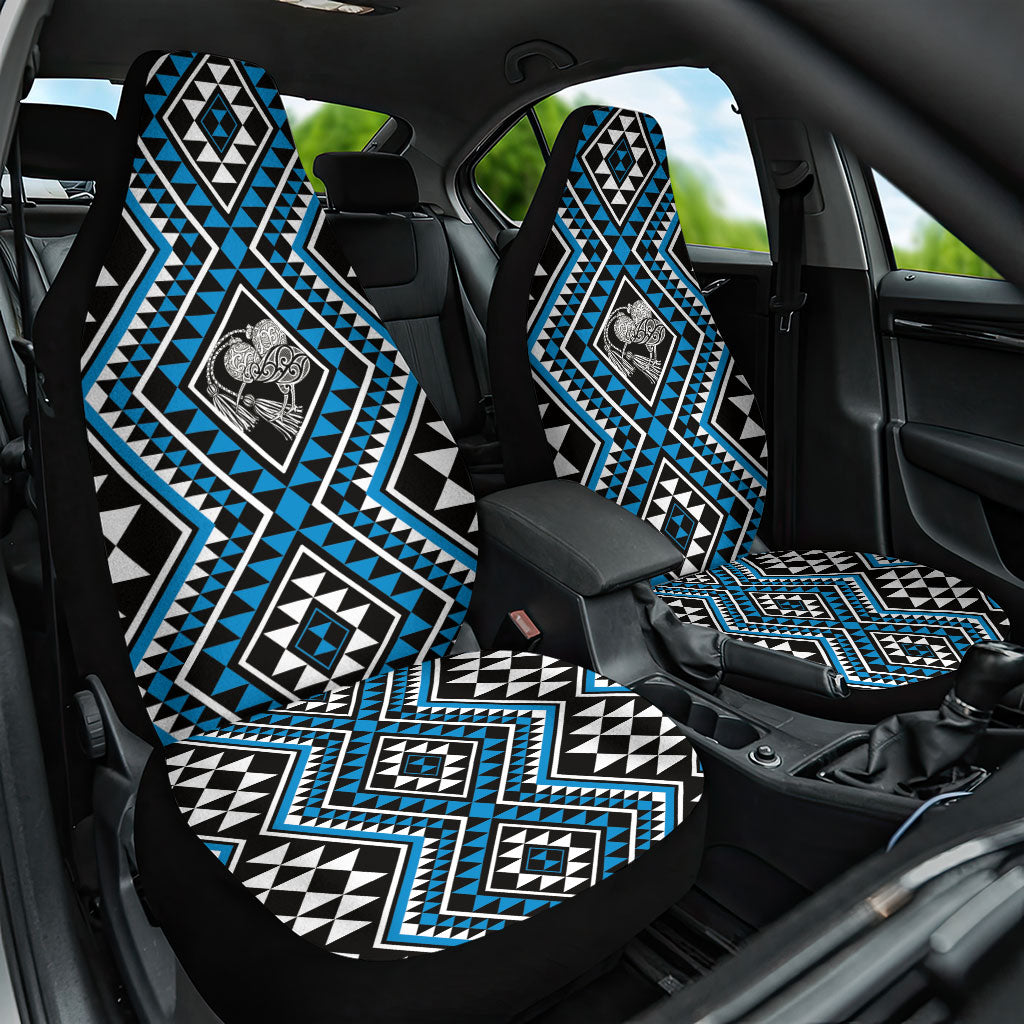 New Zealand Kikorangi Taniko Motifs Car Seat Cover Maori Poi Dance Costume Inspired LT14 One Size Blue - Polynesian Pride
