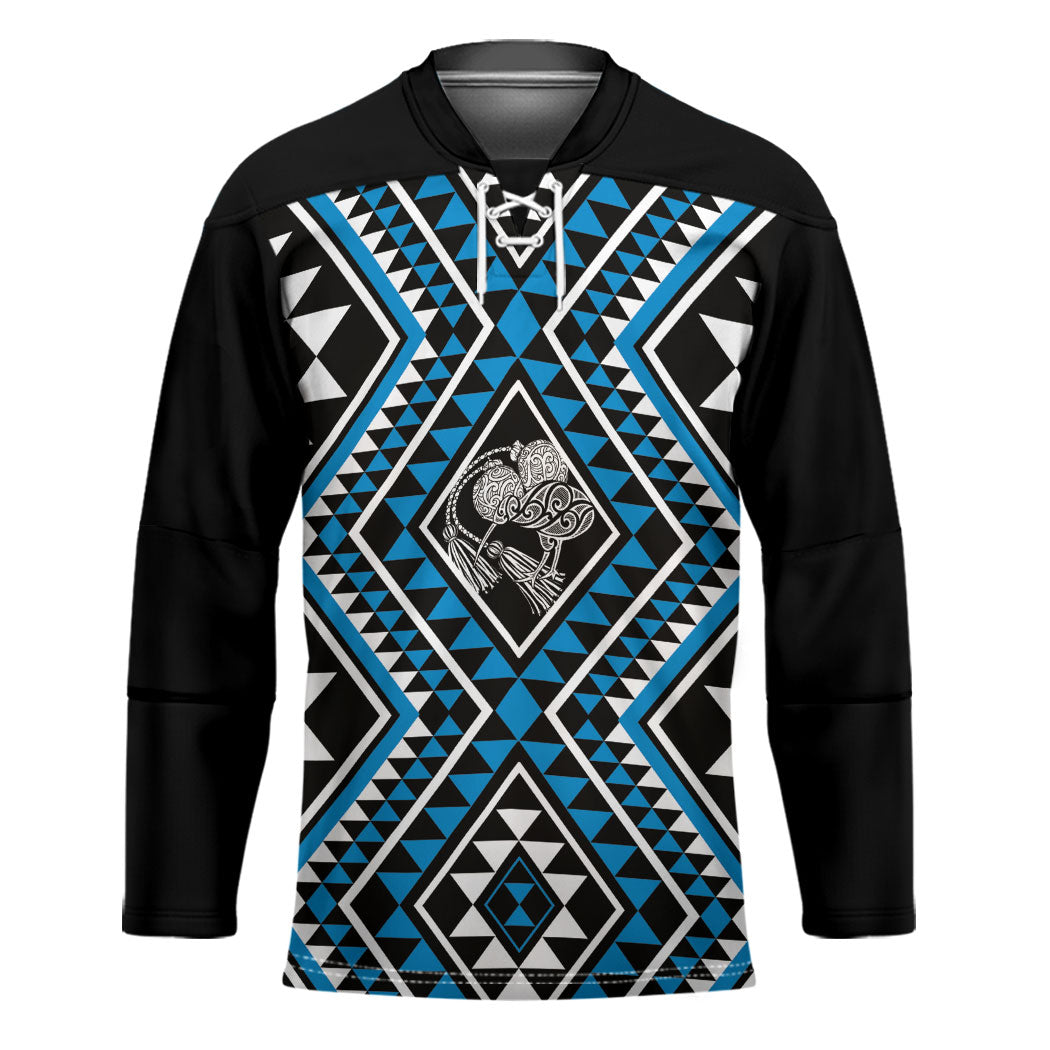 New Zealand Kikorangi Taniko Motifs Hockey Jersey Maori Poi Dance Costume Inspired LT14 Unisex Blue - Polynesian Pride