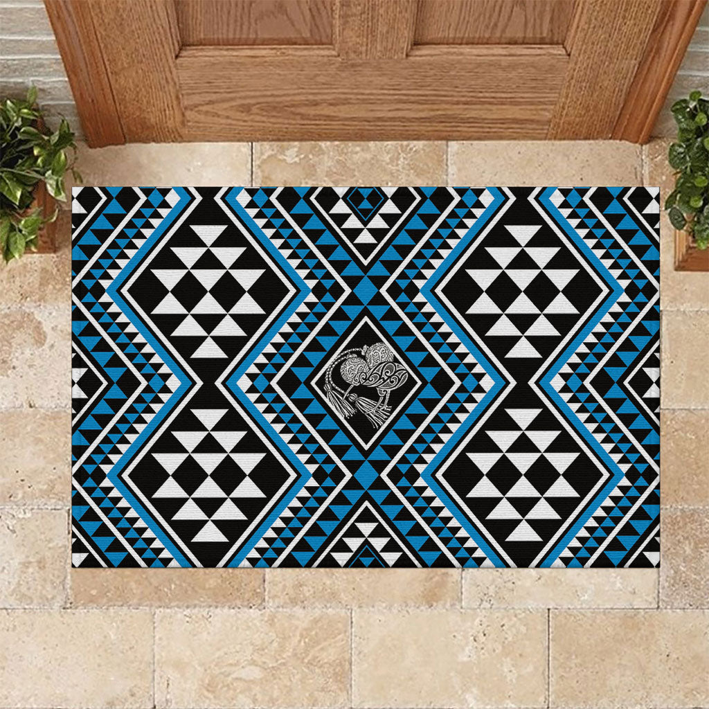 New Zealand Kikorangi Taniko Motifs Rubber Doormat Maori Poi Dance Costume Inspired LT14 Blue - Polynesian Pride