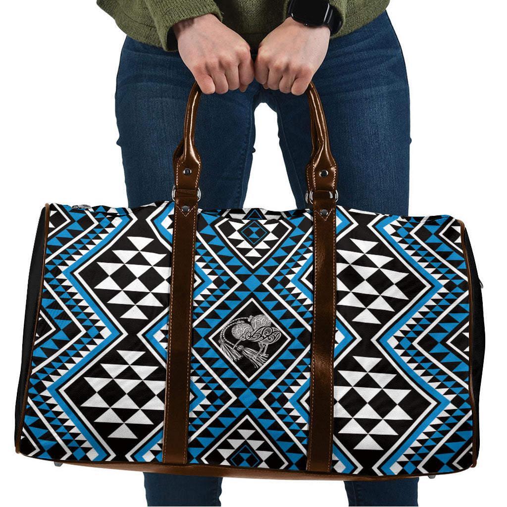New Zealand Kikorangi Taniko Motifs Travel Bag Maori Poi Dance Costume Inspired LT14 Blue - Polynesian Pride