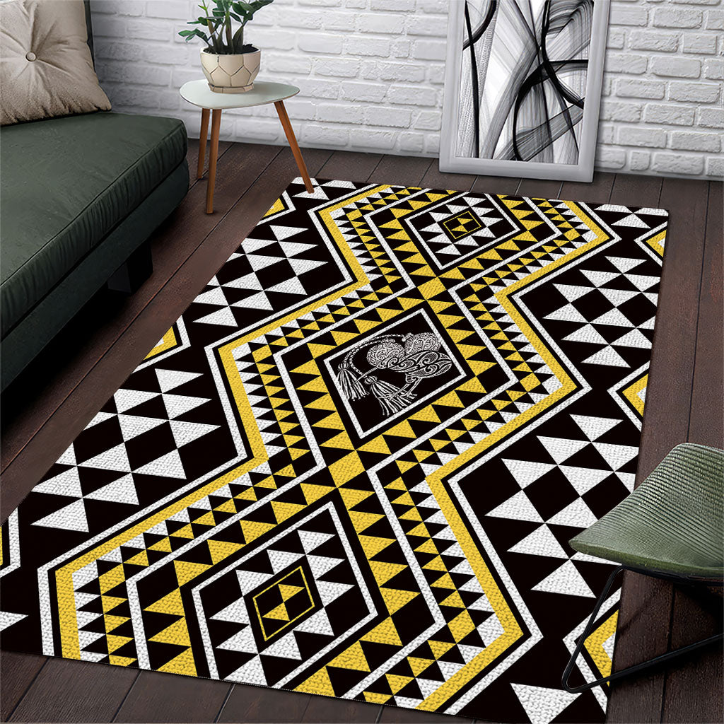 New Zealand Kowhai Taniko Motifs Area Rug Maori Poi Dance Costume Inspired LT14 Yellow - Polynesian Pride