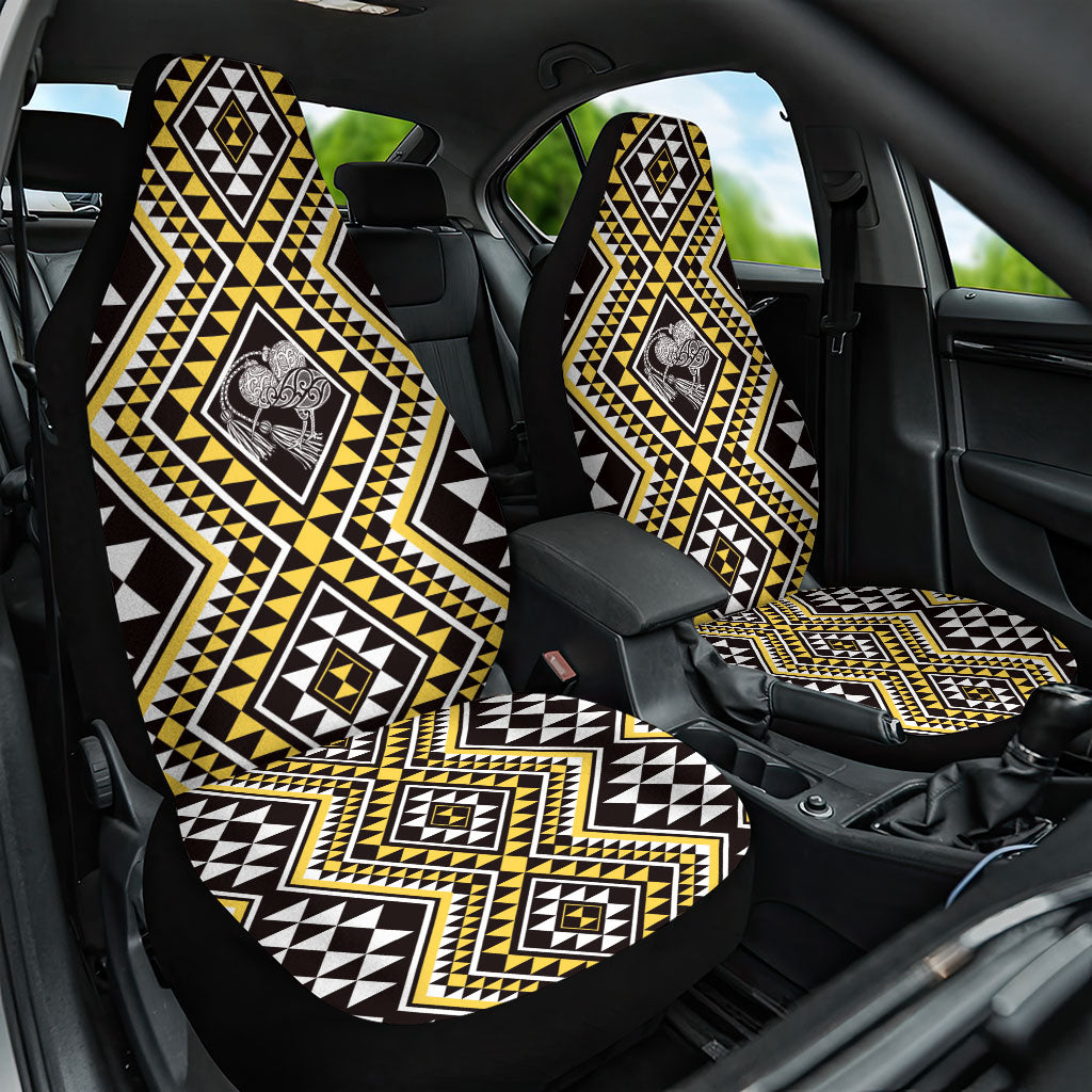 New Zealand Kowhai Taniko Motifs Car Seat Cover Maori Poi Dance Costume Inspired LT14 One Size Yellow - Polynesian Pride