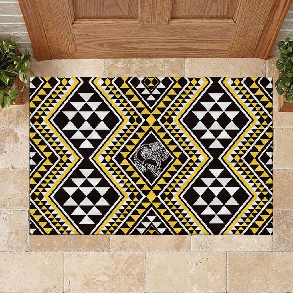 New Zealand Kowhai Taniko Motifs Rubber Doormat Maori Poi Dance Costume Inspired LT14 Yellow - Polynesian Pride