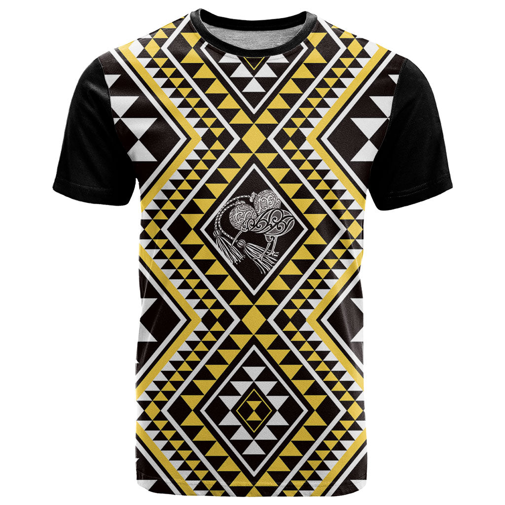 New Zealand Kowhai Taniko Motifs T Shirt Maori Poi Dance Costume Inspired LT14 Yellow - Polynesian Pride
