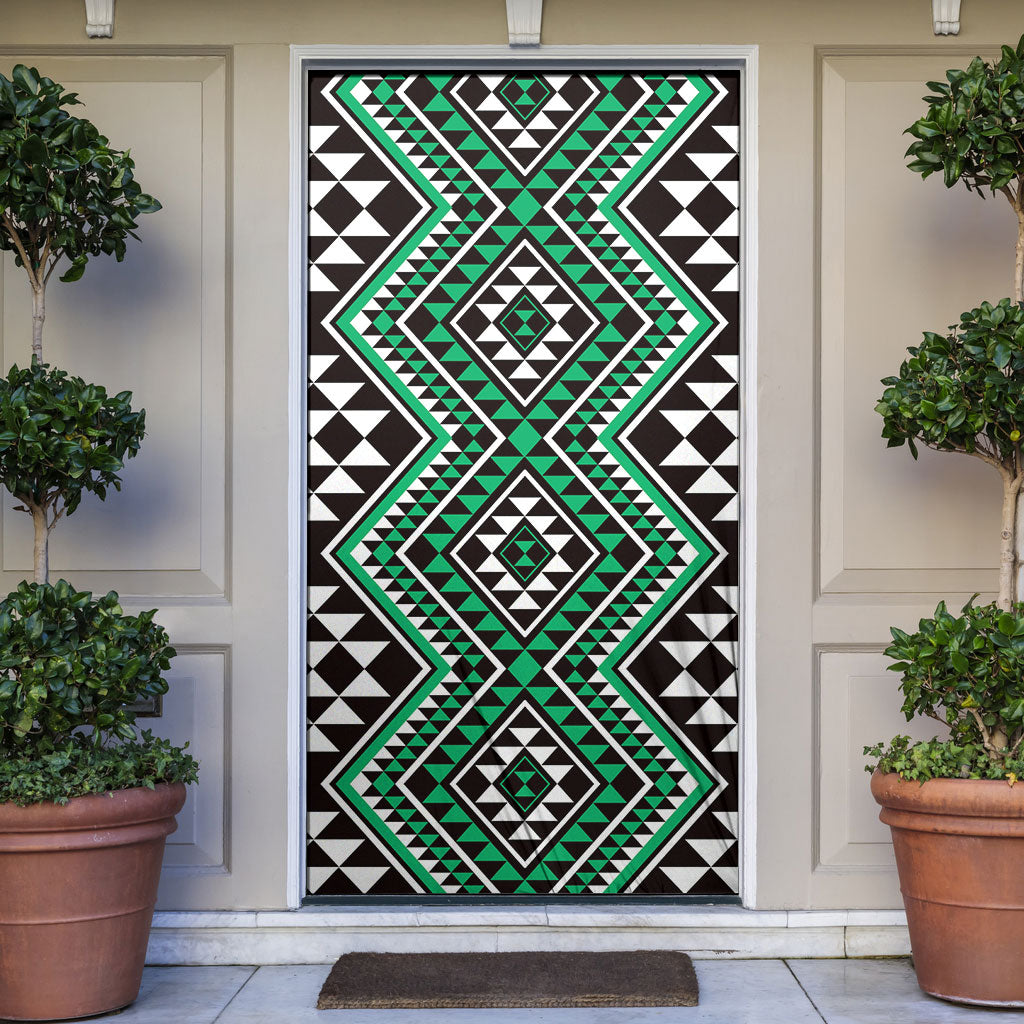New Zealand Kakariki Taniko Motifs Door Cover Maori Poi Dance Costume Inspired LT14 Green - Polynesian Pride
