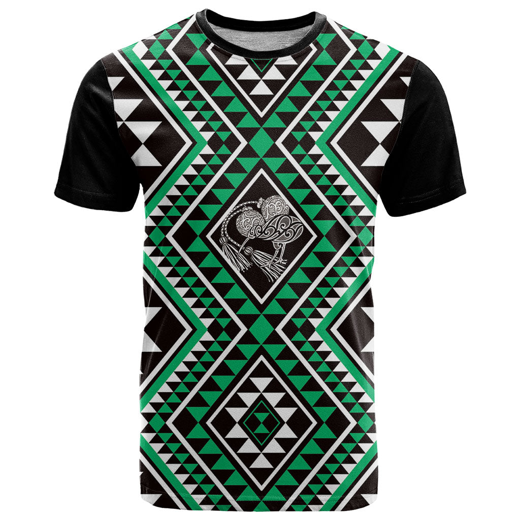 New Zealand Kakariki Taniko Motifs T Shirt Maori Poi Dance Costume Inspired LT14 Green - Polynesian Pride