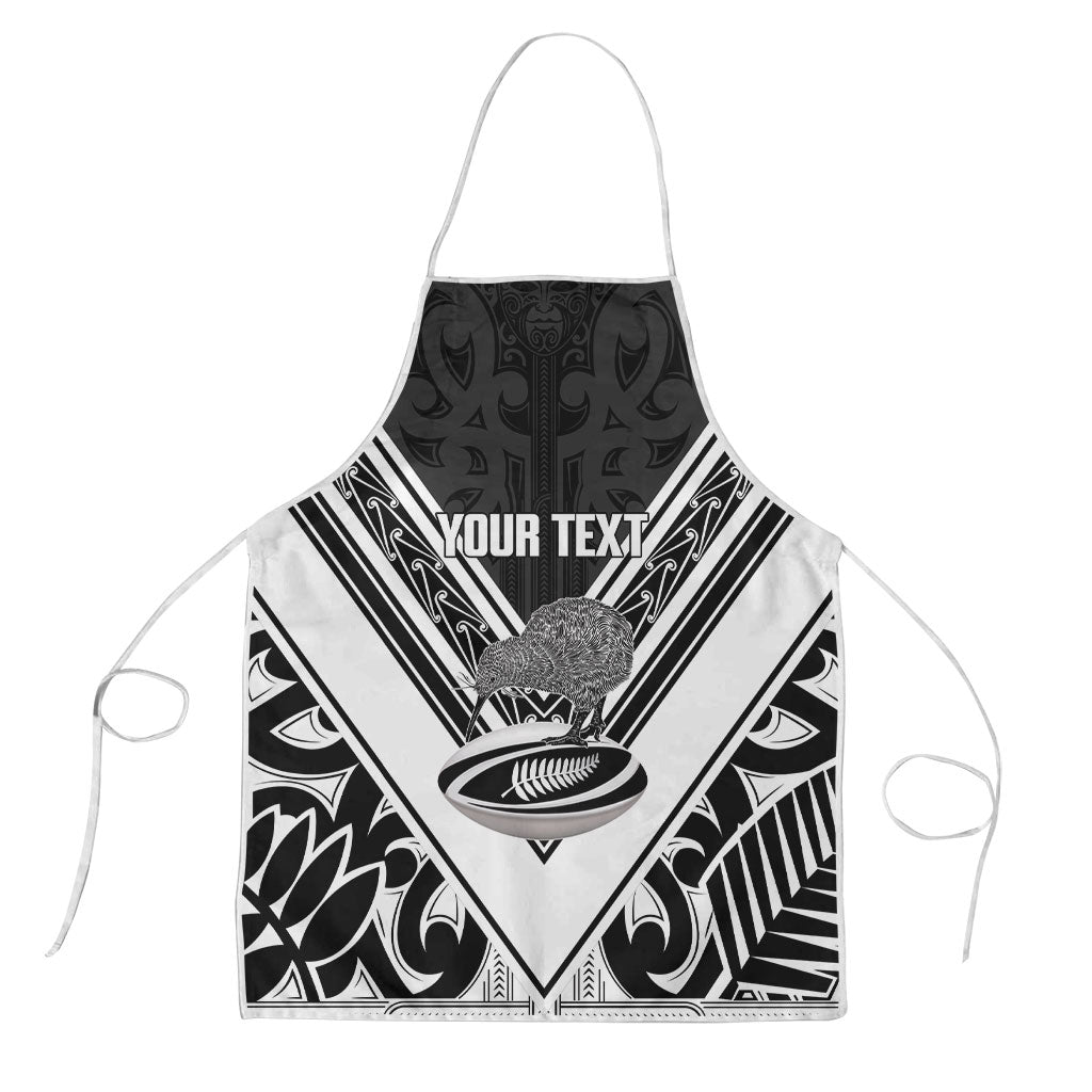New Zealand Silver Fern Rugby Custom Apron Go Wheel Kiwi Maori Pattern LT14 White - Polynesian Pride
