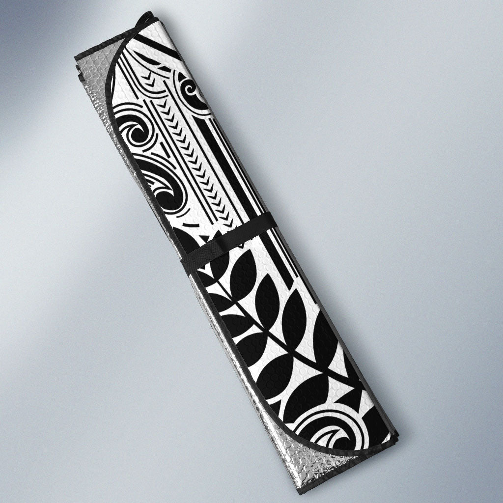 New Zealand Silver Fern Rugby Custom Auto Sun Shade Go Wheel Kiwi Maori Pattern LT14 - Polynesian Pride