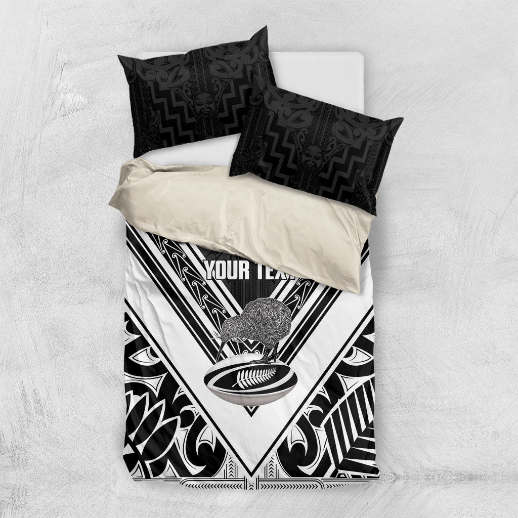 New Zealand Silver Fern Rugby Custom Bedding Set Go Wheel Kiwi Maori Pattern LT14 US Twin 172cm x 218cm White - Polynesian Pride