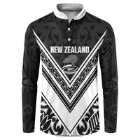 New Zealand Silver Fern Rugby Custom Button Sweatshirt Go Wheel Kiwi Maori Pattern LT14 White - Polynesian Pride