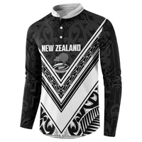 New Zealand Silver Fern Rugby Custom Button Sweatshirt Go Wheel Kiwi Maori Pattern LT14 - Polynesian Pride