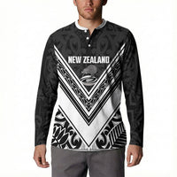 New Zealand Silver Fern Rugby Custom Button Sweatshirt Go Wheel Kiwi Maori Pattern LT14 - Polynesian Pride