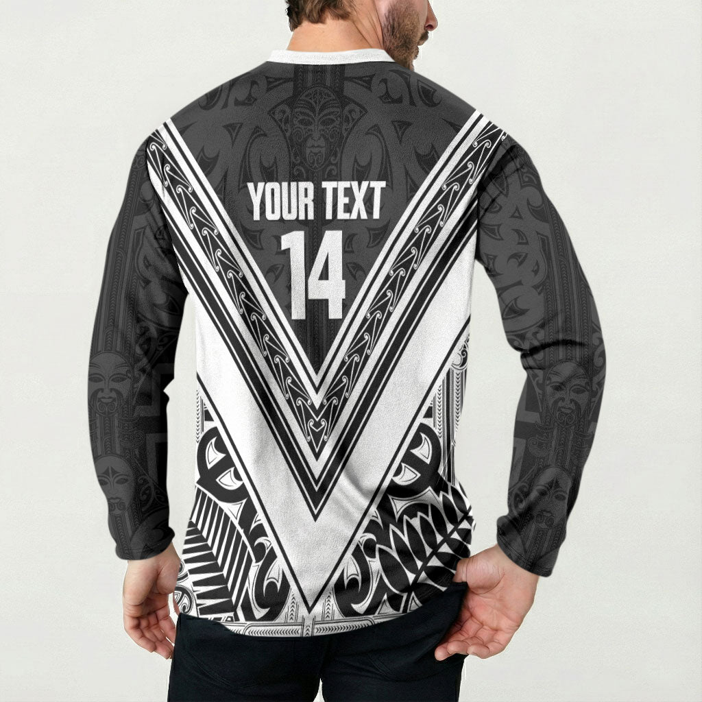 New Zealand Silver Fern Rugby Custom Button Sweatshirt Go Wheel Kiwi Maori Pattern LT14 - Polynesian Pride