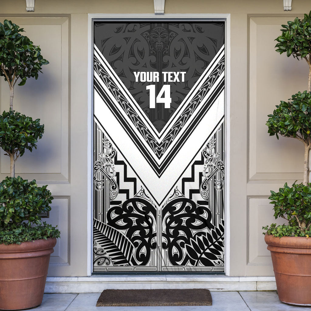New Zealand Silver Fern Rugby Custom Door Cover Go Wheel Kiwi Maori Pattern LT14 White - Polynesian Pride