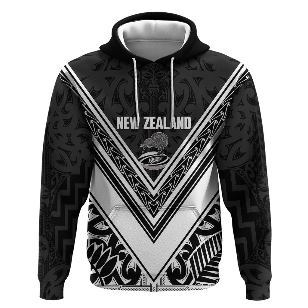 New Zealand Silver Fern Rugby Custom Hoodie Go Wheel Kiwi Maori Pattern LT14 Pullover Hoodie White - Polynesian Pride