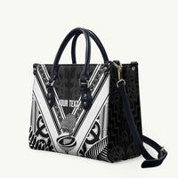New Zealand Silver Fern Rugby Custom Leather Bag Go Wheel Kiwi Maori Pattern LT14 White - Polynesian Pride