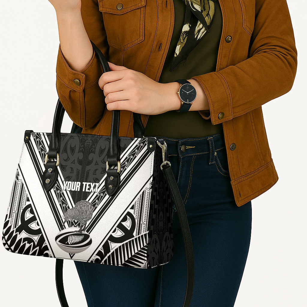 New Zealand Silver Fern Rugby Custom Leather Bag Go Wheel Kiwi Maori Pattern LT14 - Polynesian Pride