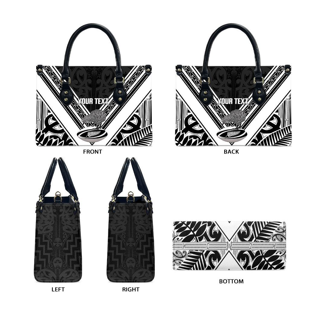 New Zealand Silver Fern Rugby Custom Leather Bag Go Wheel Kiwi Maori Pattern LT14 - Polynesian Pride