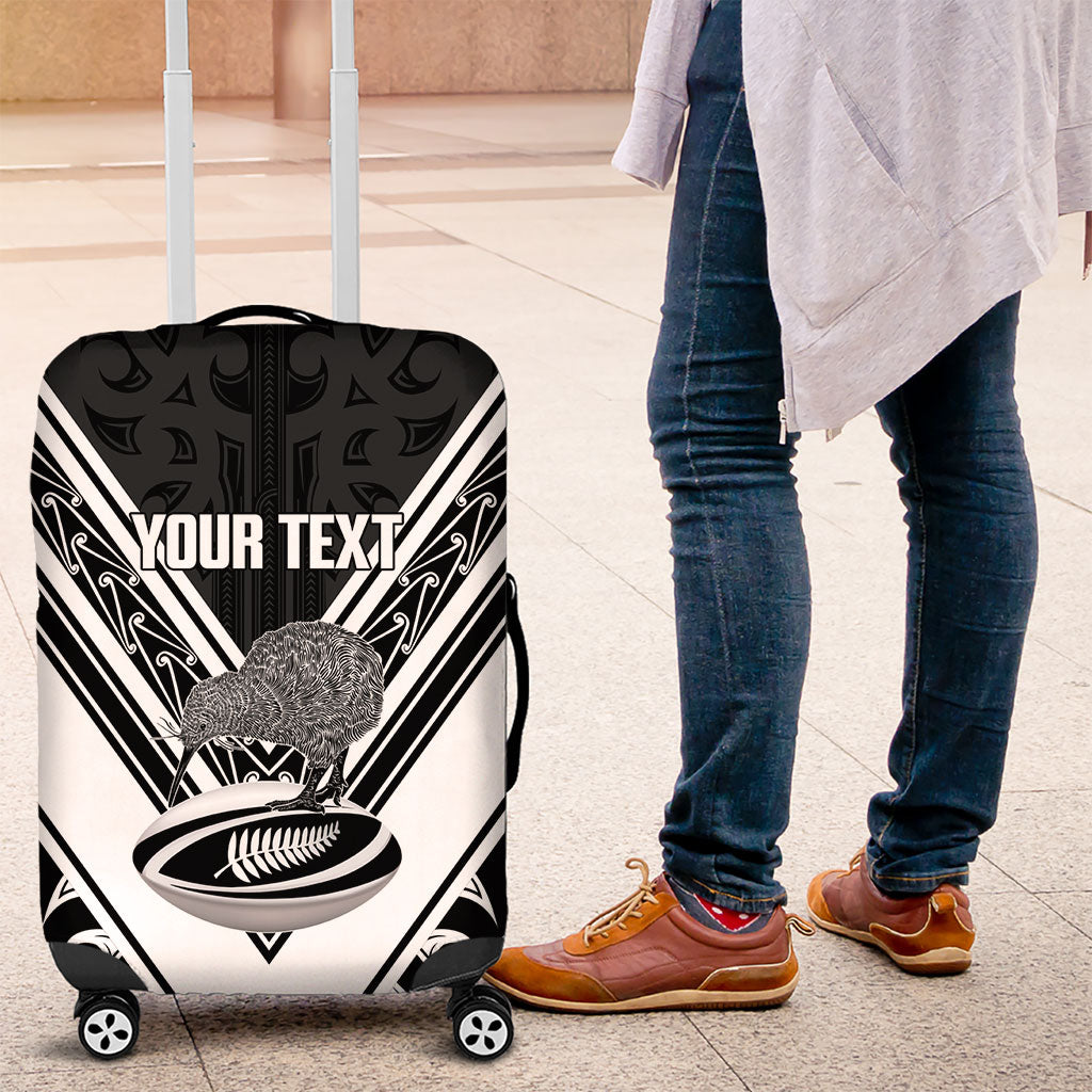 New Zealand Silver Fern Rugby Custom Luggage Cover Go Wheel Kiwi Maori Pattern LT14 White - Polynesian Pride