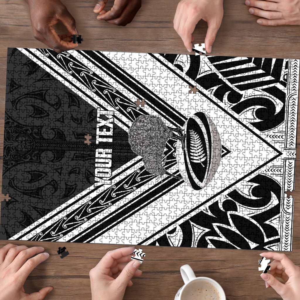 New Zealand Silver Fern Rugby Custom Puzzle Go Wheel Kiwi Maori Pattern LT14 - Polynesian Pride