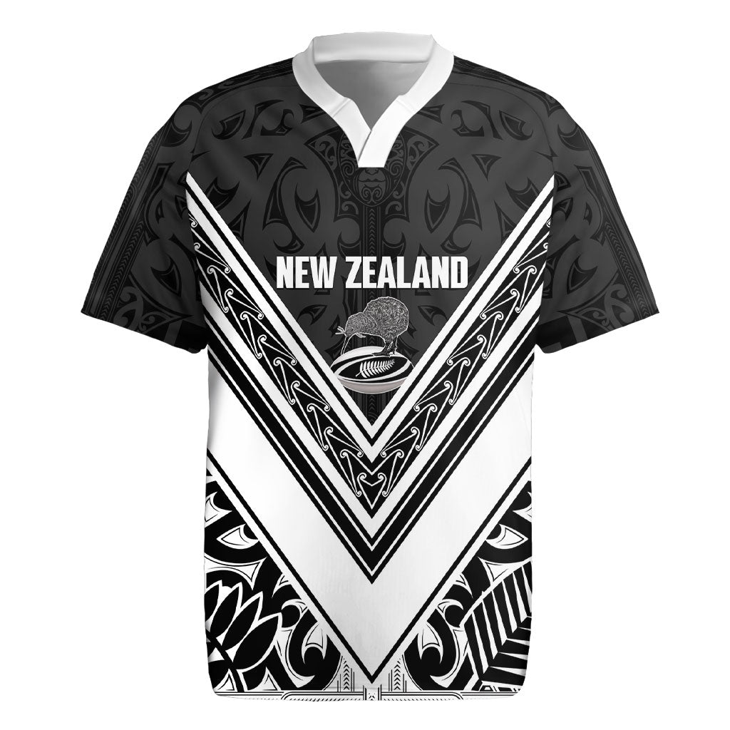 New Zealand Silver Fern Rugby Custom Rugby Jersey Go Wheel Kiwi Maori Pattern LT14 White - Polynesian Pride