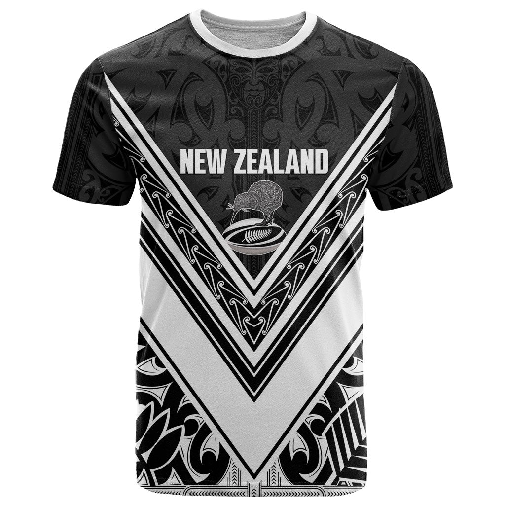 New Zealand Silver Fern Rugby Custom T Shirt Go Wheel Kiwi Maori Pattern LT14 White - Polynesian Pride