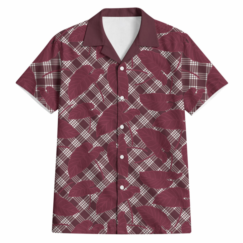 Burgundy Hawaii Kalo Palaka Motifs Hawaiian Shirt Hawaiian Taro Leaves Elegant Vibes LT14 Burgundy - Polynesian Pride