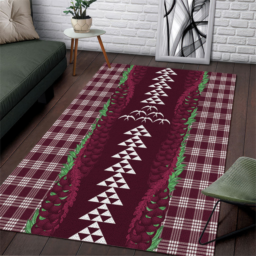 Burgundy Palaka Hawaii Iwa Bird Area Rug Hawaiian Kakau Jade Vine Lei LT14 Burgundy - Polynesian Pride