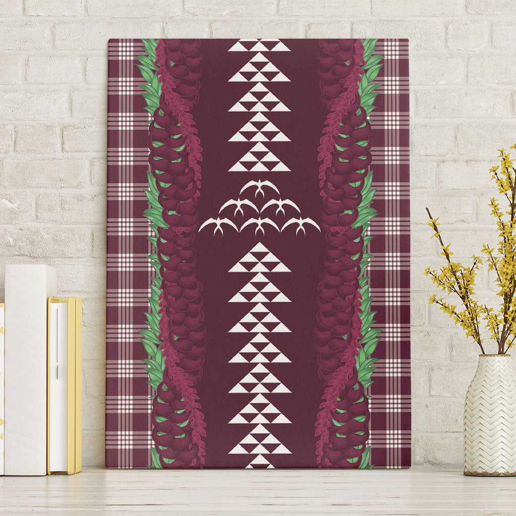 Burgundy Palaka Hawaii Iwa Bird Canvas Wall Art Hawaiian Kakau Jade Vine Lei