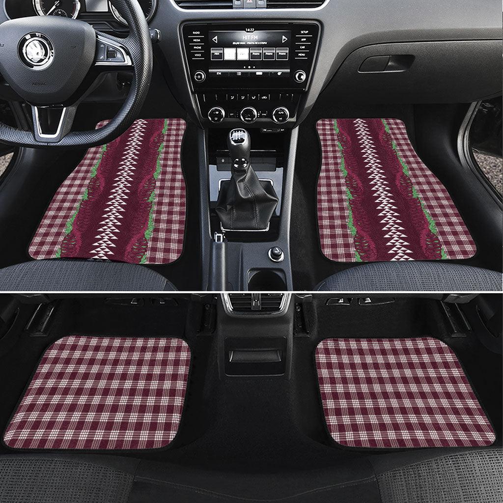 Burgundy Palaka Hawaii Iwa Bird Car Mats Hawaiian Kakau Jade Vine Lei LT14 Set 4pcs Burgundy - Polynesian Pride