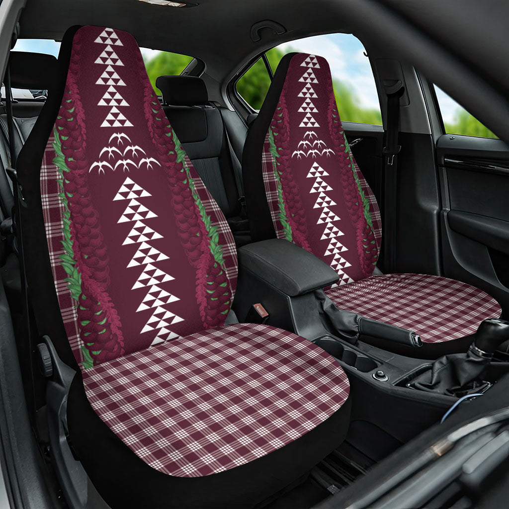 Burgundy Palaka Hawaii Iwa Bird Car Seat Cover Hawaiian Kakau Jade Vine Lei LT14 One Size Burgundy - Polynesian Pride