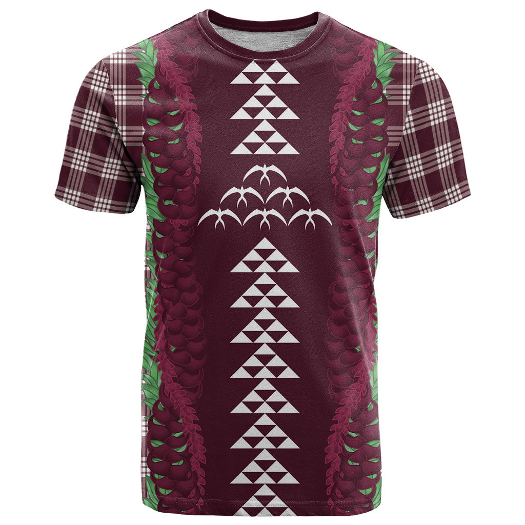 Burgundy Palaka Hawaii Iwa Bird T Shirt Hawaiian Kakau Jade Vine Lei LT14 Burgundy - Polynesian Pride