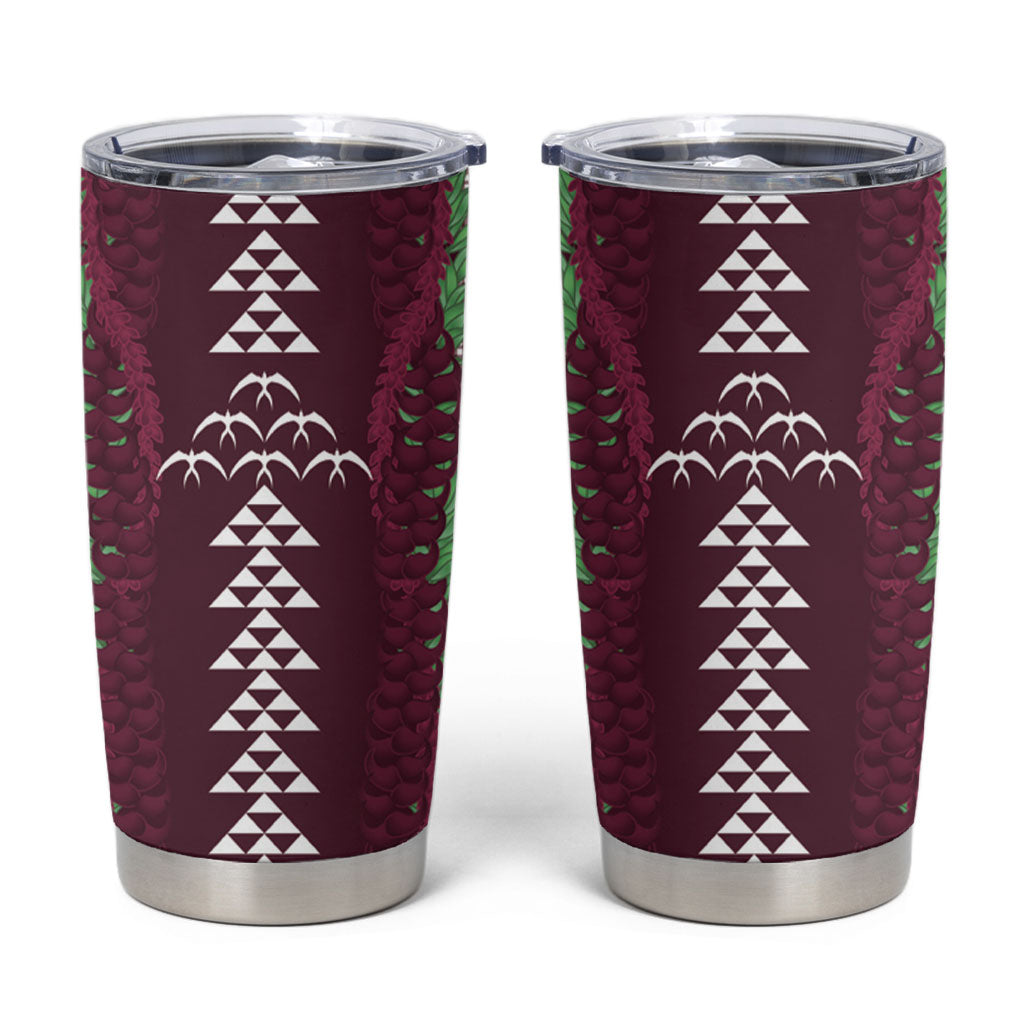 Burgundy Palaka Hawaii Iwa Bird Tumbler Cup Hawaiian Kakau Jade Vine Lei LT14 Burgundy - Polynesian Pride