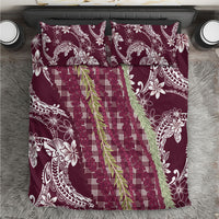 Burgundy Palaka Hawaii Leis Bedding Set Hawaiian-plaid Elegant Tropical Vibes LT14 Burgundy - Polynesian Pride