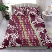 Burgundy Palaka Hawaii Leis Bedding Set Hawaiian-plaid Elegant Tropical Vibes LT14 - Polynesian Pride