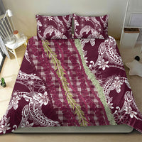 Burgundy Palaka Hawaii Leis Bedding Set Hawaiian-plaid Elegant Tropical Vibes LT14 - Polynesian Pride