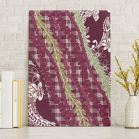 Burgundy Palaka Hawaii Leis Canvas Wall Art Hawaiian-plaid Elegant Tropical Vibes LT14 Without Frame Burgundy - Polynesian Pride