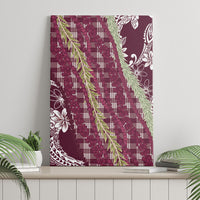 Burgundy Palaka Hawaii Leis Canvas Wall Art Hawaiian-plaid Elegant Tropical Vibes LT14 - Polynesian Pride