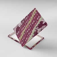 Burgundy Palaka Hawaii Leis Canvas Wall Art Hawaiian-plaid Elegant Tropical Vibes LT14 With Frame Burgundy - Polynesian Pride