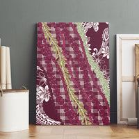 Burgundy Palaka Hawaii Leis Canvas Wall Art Hawaiian-plaid Elegant Tropical Vibes LT14 - Polynesian Pride