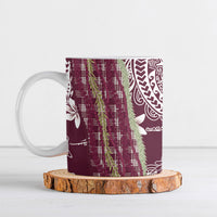 Burgundy Palaka Hawaii Leis Ceramic Mug Hawaiian-plaid Elegant Tropical Vibes LT14 Burgundy - Polynesian Pride