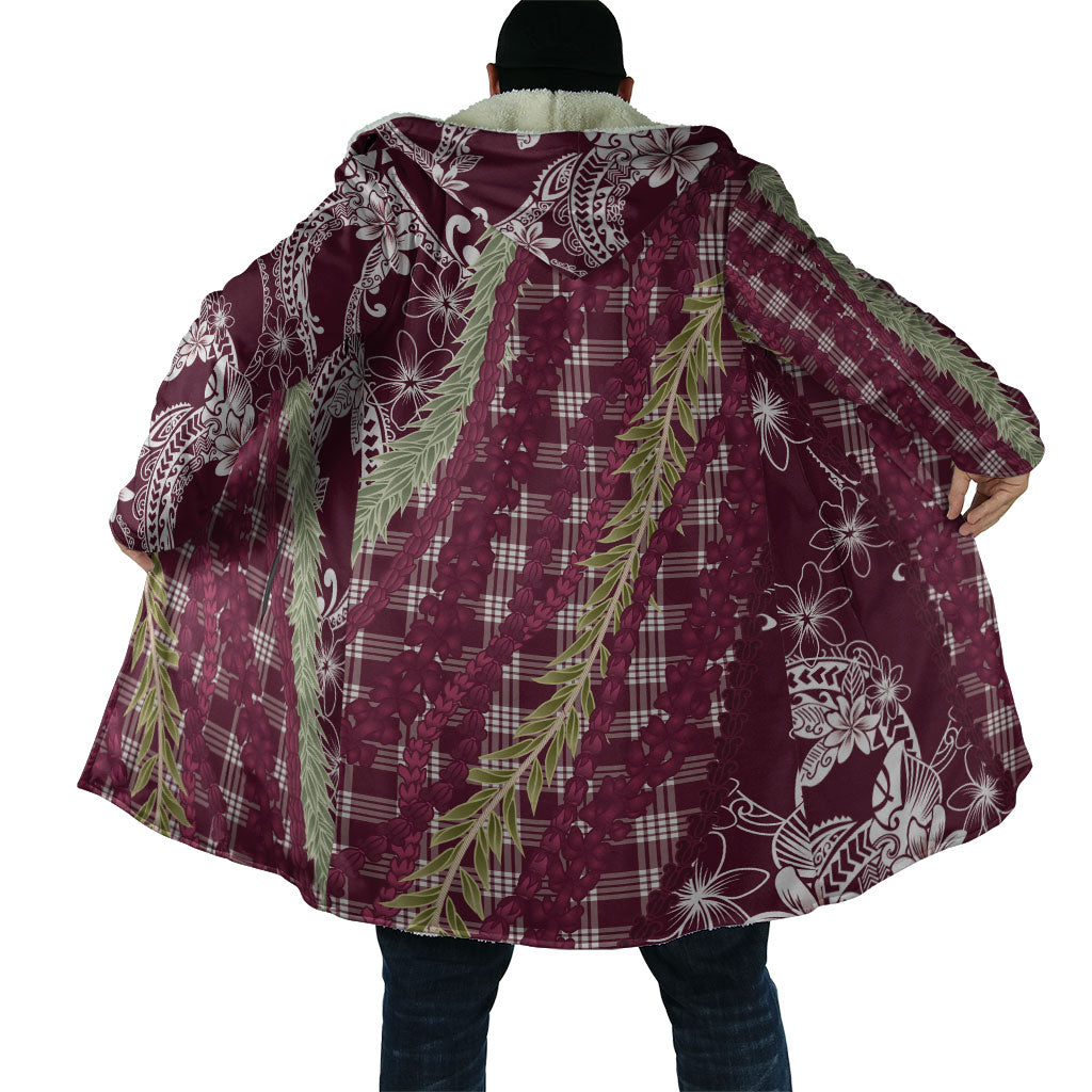 Burgundy Palaka Hawaii Leis Cloak Hawaiian-plaid Elegant Tropical Vibes LT14 - Polynesian Pride